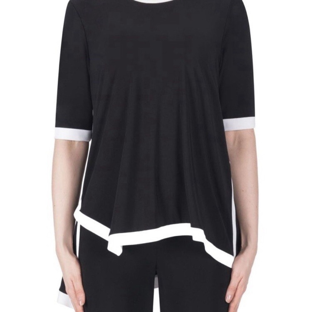 Joseph Ribkoff Black and White tunic top size 8 Classy Slinky